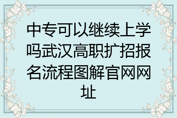 中专可以继续上学吗武汉高职扩招报名流程图解官网网址