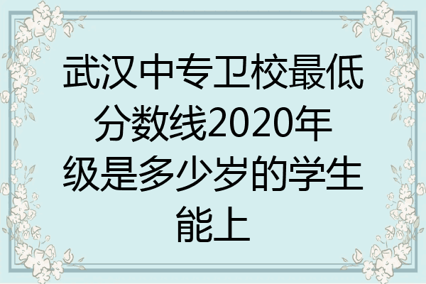 武汉中专卫校最低分数线2020年级是多少岁的学生能上