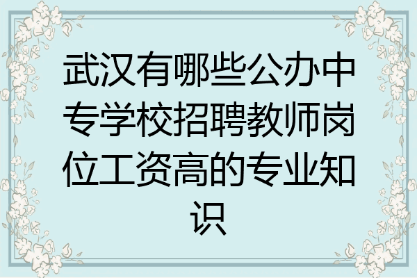 武汉有哪些公办中专学校招聘教师岗位工资高的专业知识