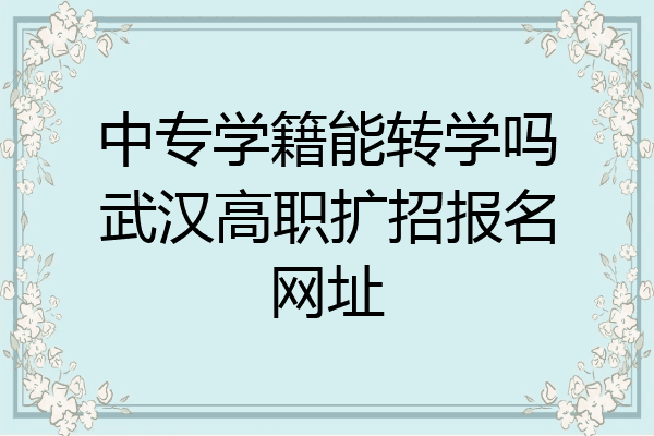 中专学籍能转学吗武汉高职扩招报名网址