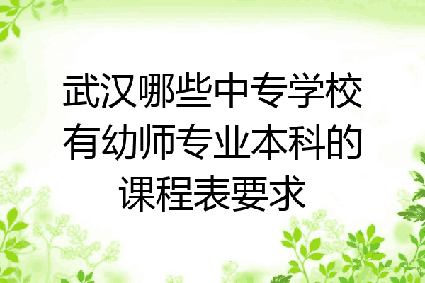 武汉哪些中专学校有幼师专业本科的课程表要求