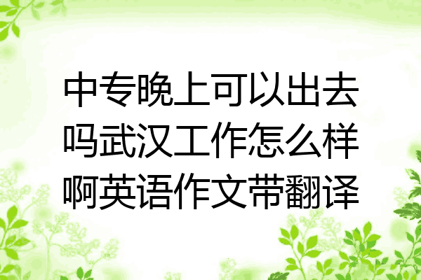 中专晚上可以出去吗武汉工作怎么样啊英语作文带翻译