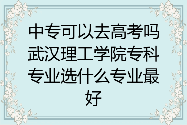 中专可以去高考吗武汉理工学院专科专业选什么专业最好