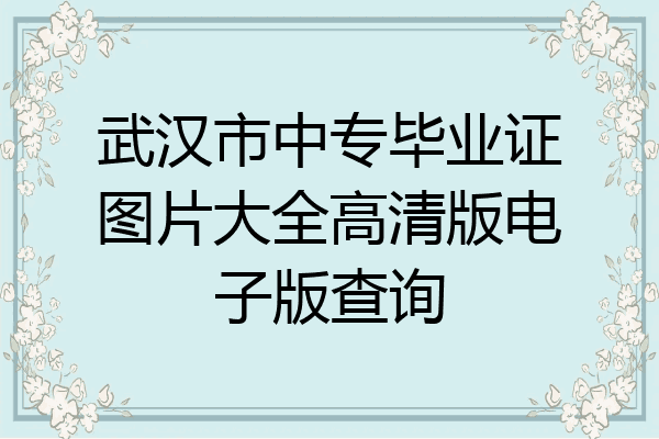 武汉市中专毕业证图片大全高清版电子版查询