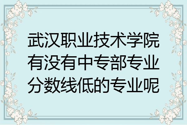 武汉职业技术学院有没有中专部专业分数线低的专业呢