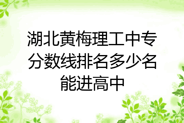 湖北黄梅理工中专分数线排名多少名能进高中