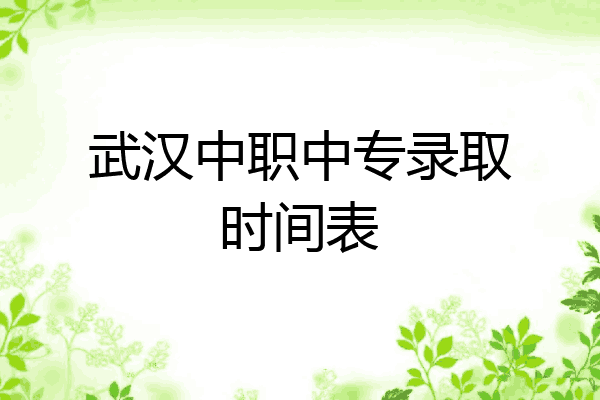 武汉中职中专录取时间表
