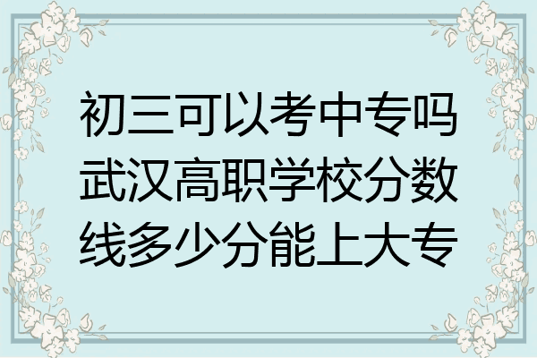 初三可以考中专吗武汉高职学校分数线多少分能上大专
