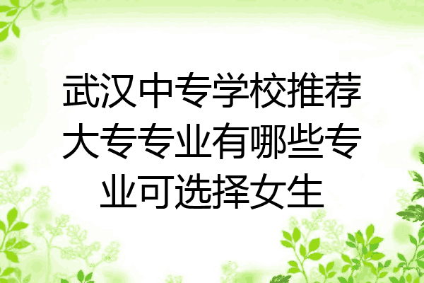 武汉中专学校推荐大专专业有哪些专业可选择女生