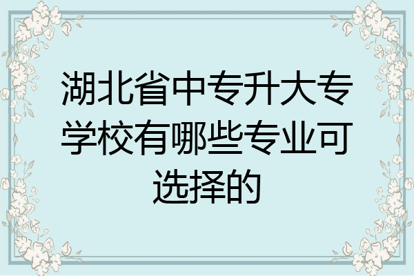 湖北省中专升大专学校有哪些专业可选择的