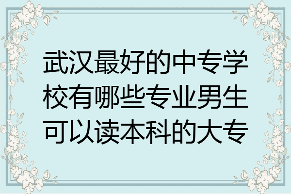 武汉最好的中专学校有哪些专业男生可以读本科的大专