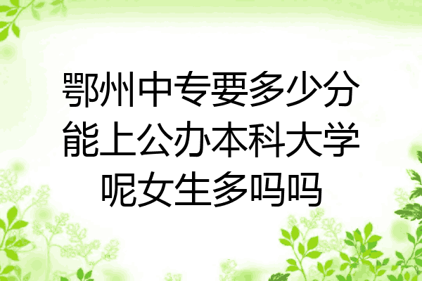 鄂州中专要多少分能上公办本科大学呢女生多吗吗