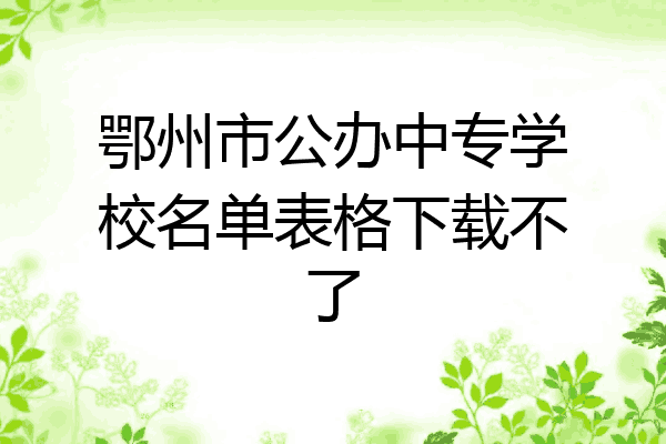 鄂州市公办中专学校名单表格下载不了