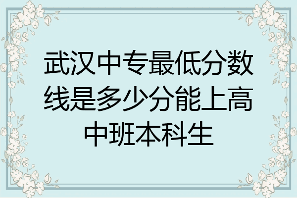 武汉中专最低分数线是多少分能上高中班本科生