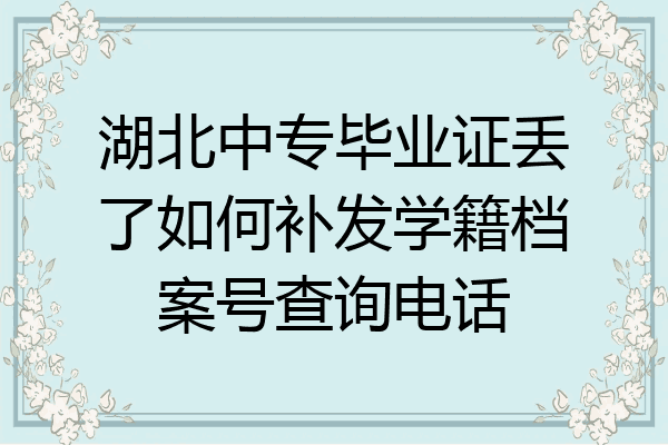 湖北中专毕业证丢了如何补发学籍档案号查询电话
