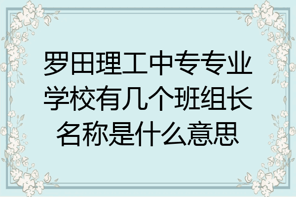 罗田理工中专专业学校有几个班组长名称是什么意思