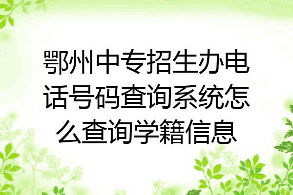 鄂州中专招生办电话号码查询系统怎么查询学籍信息
