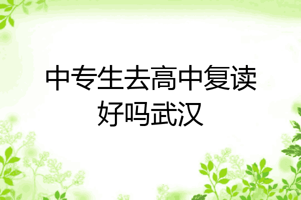 中专生去高中复读好吗武汉