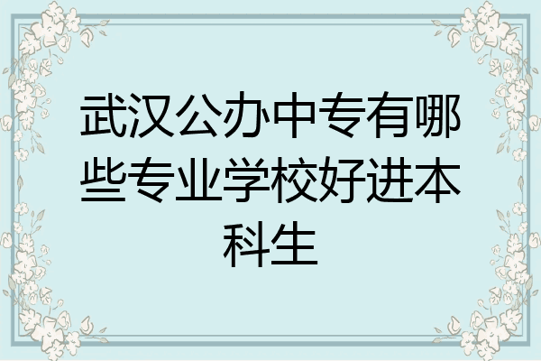 武汉公办中专有哪些专业学校好进本科生