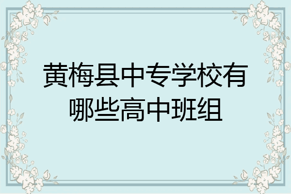 黄梅县中专学校有哪些高中班组