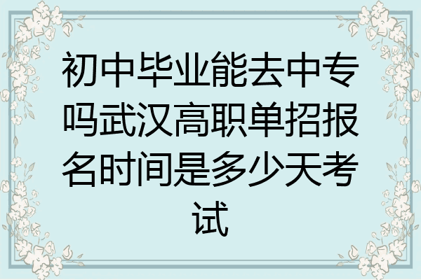 初中毕业能去中专吗武汉高职单招报名时间是多少天考试