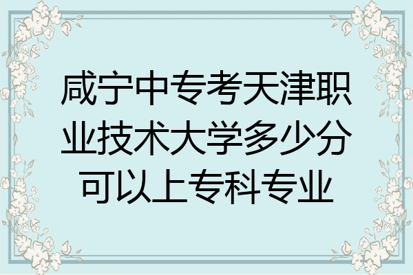 咸宁中专考天津职业技术大学多少分可以上专科专业
