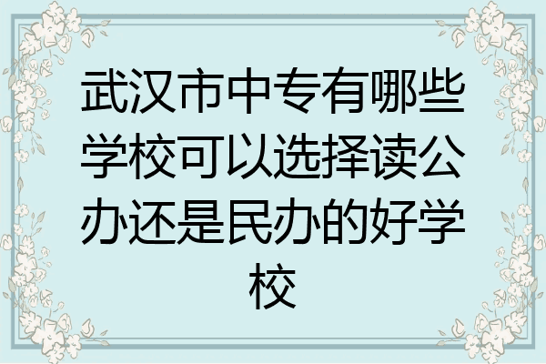 武汉市中专有哪些学校可以选择读公办还是民办的好学校