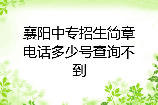 襄阳中专招生简章电话多少号查询不到