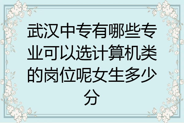 武汉中专有哪些专业可以选计算机类的岗位呢女生多少分