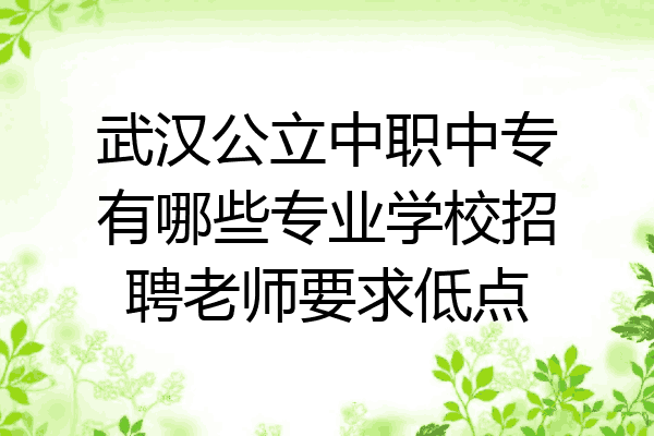 武汉公立中职中专有哪些专业学校招聘老师要求低点
