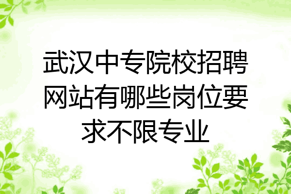武汉中专院校招聘网站有哪些岗位要求不限专业