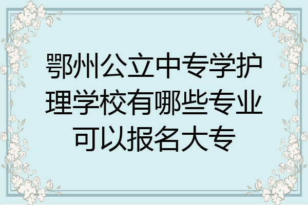 鄂州公立中专学护理学校有哪些专业可以报名大专