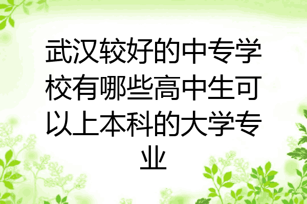 武汉较好的中专学校有哪些高中生可以上本科的大学专业