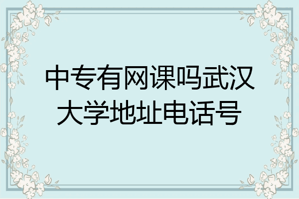 中专有网课吗武汉大学地址电话号