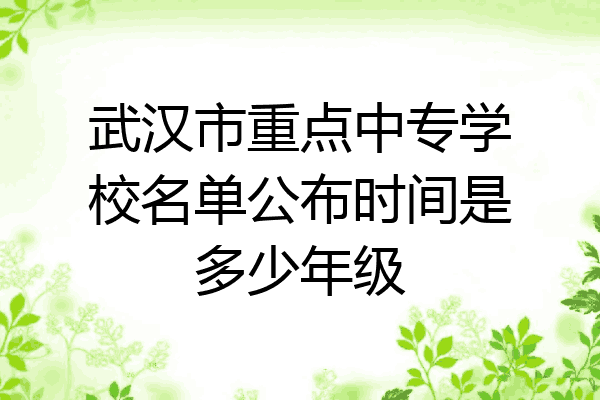 武汉市重点中专学校名单公布时间是多少年级