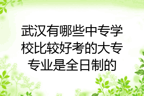 武汉有哪些中专学校比较好考的大专专业是全日制的