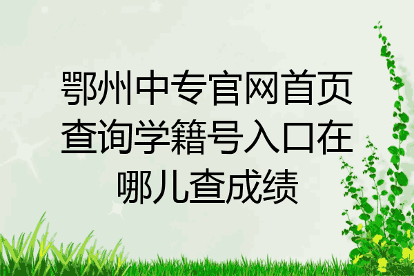 鄂州中专官网首页查询学籍号入口在哪儿查成绩