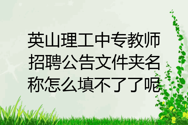 英山理工中专教师招聘公告文件夹名称怎么填不了了呢