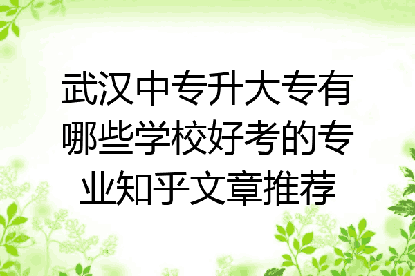 武汉中专升大专有哪些学校好考的专业知乎文章推荐