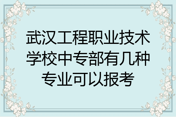 武汉工程职业技术学校中专部有几种专业可以报考