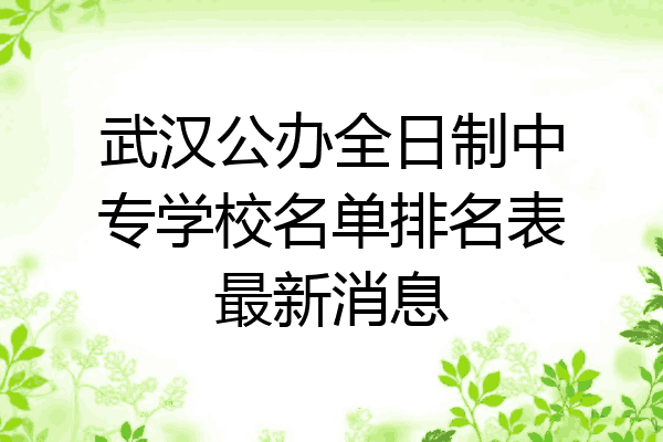 武汉公办全日制中专学校名单排名表最新消息
