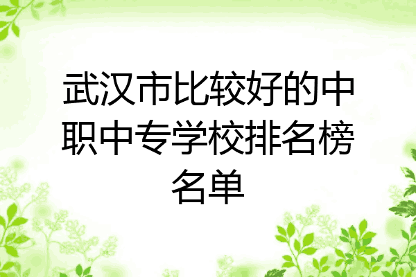 武汉市比较好的中职中专学校排名榜名单