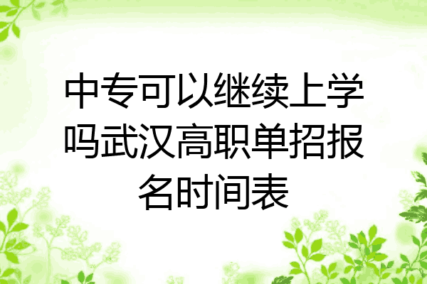 中专可以继续上学吗武汉高职单招报名时间表