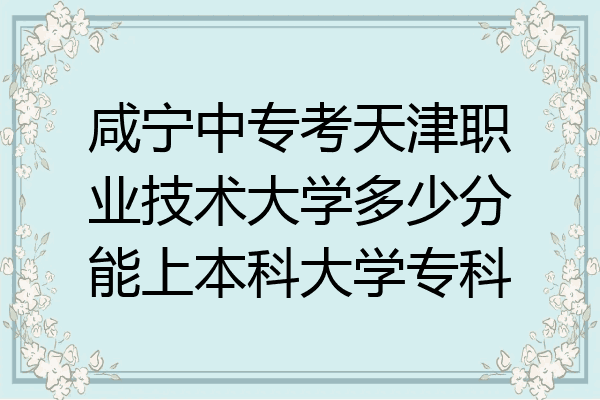 咸宁中专考天津职业技术大学多少分能上本科大学专科