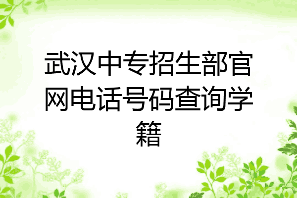 武汉中专招生部官网电话号码查询学籍