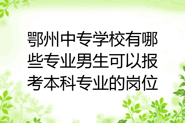 鄂州中专学校有哪些专业男生可以报考本科专业的岗位