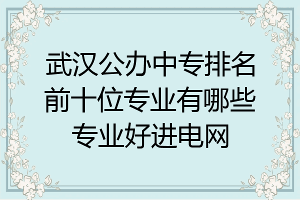 武汉公办中专排名前十位专业有哪些专业好进电网