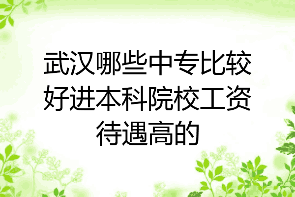 武汉哪些中专比较好进本科院校工资待遇高的