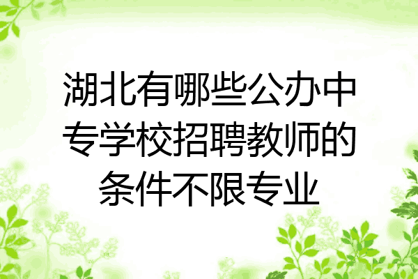 湖北有哪些公办中专学校招聘教师的条件不限专业