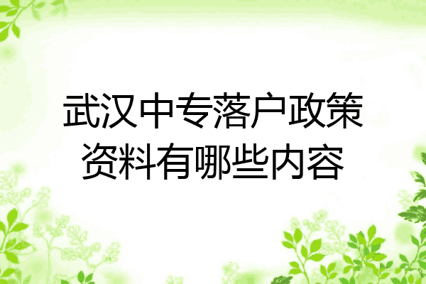 武汉中专落户政策资料有哪些内容